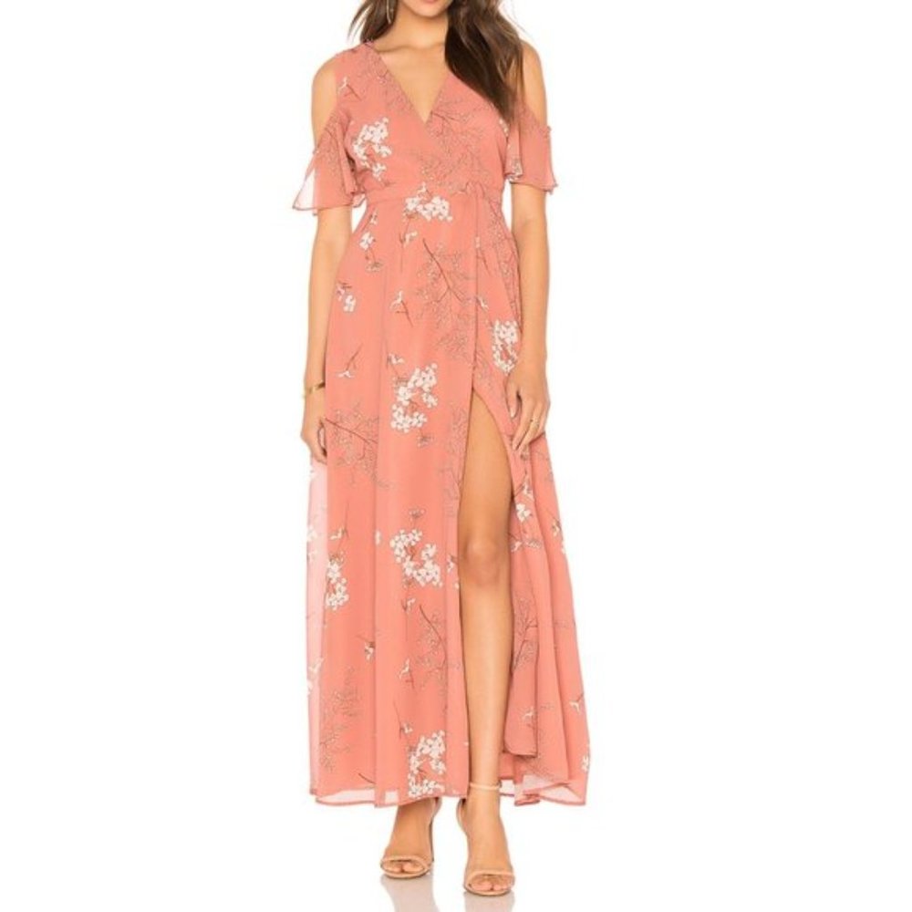 BB DAKOTA RSVP Lalah off shoulder wrap maxi dress